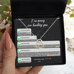 Apology Gift for Girlfriend, Wife, Soulmate - Sorry, Life Without You - Love Heart Pendant Necklace