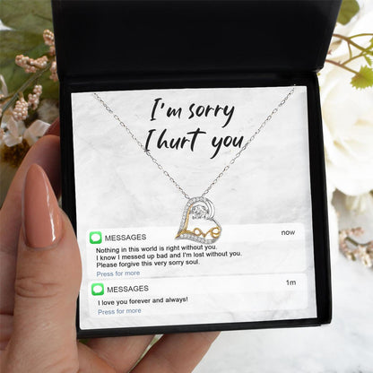 Apology Gift for Girlfriend, Wife, Soulmate - Sorry, Lost Without You - Love Heart Pendant Necklace - Mallard Moon Gift Shop