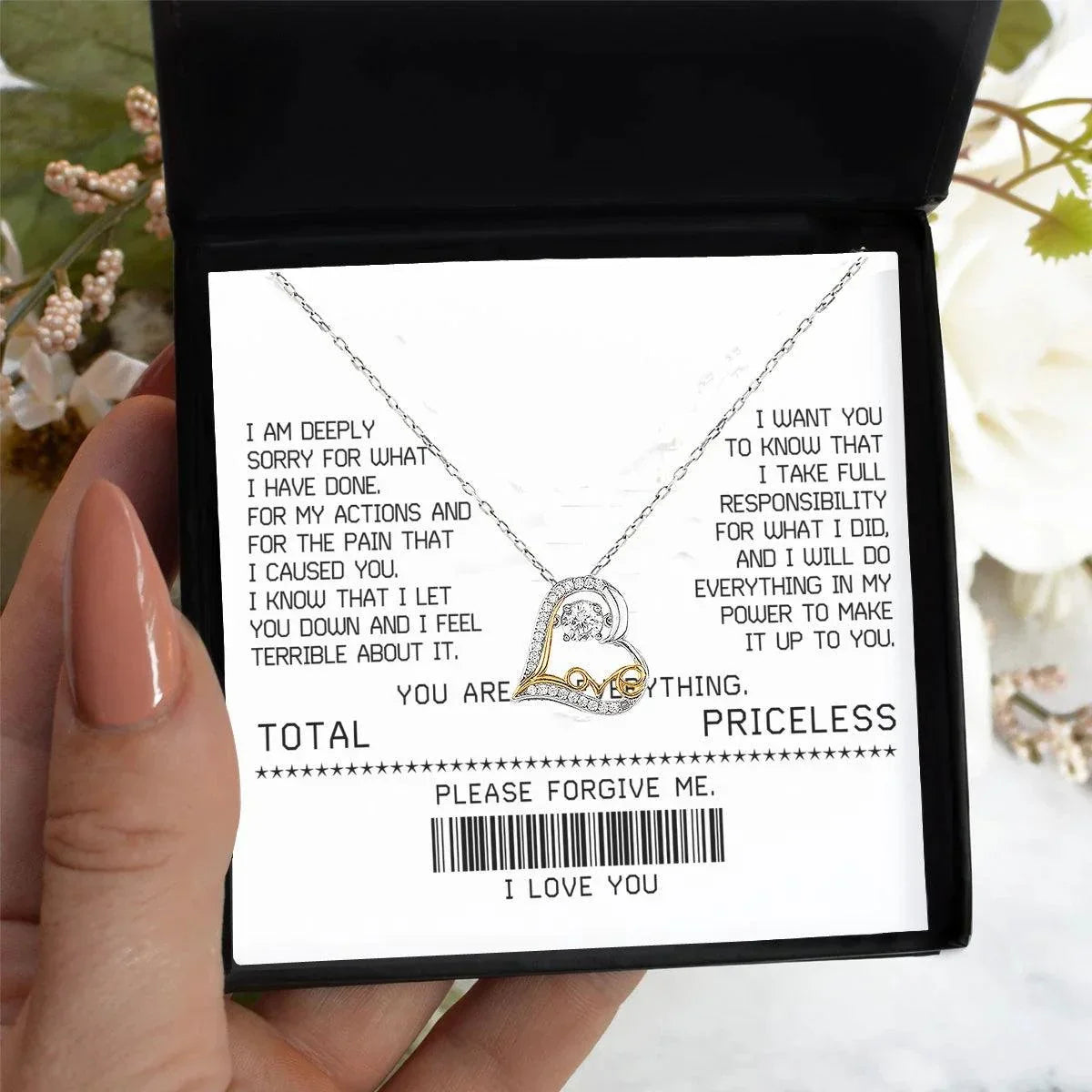 Apology Gift for Girlfriend, Wife, Soulmate - Sorry, Make It Up - Love Heart Pendant Necklace