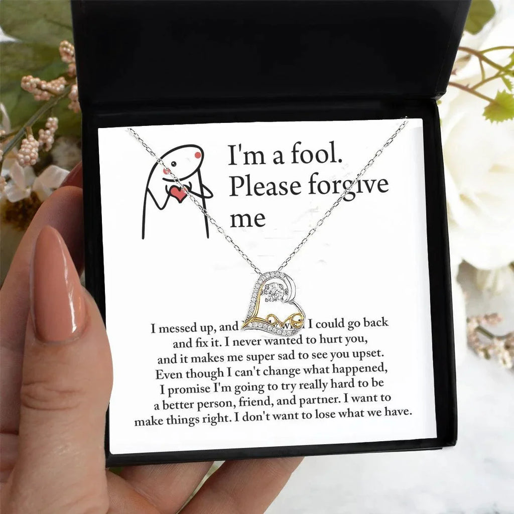 Apology Gift for Girlfriend, Wife, Soulmate - Sorry, Make Things Right - Love Heart Pendant Necklace