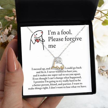 Apology Gift for Girlfriend, Wife, Soulmate - Sorry, Make Things Right - Love Heart Pendant Necklace - Mallard Moon Gift Shop
