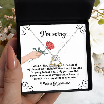 Apology Gift for Girlfriend, Wife, Soulmate - Sorry, Making It Right - Love Heart Pendant Necklace - Mallard Moon Gift Shop