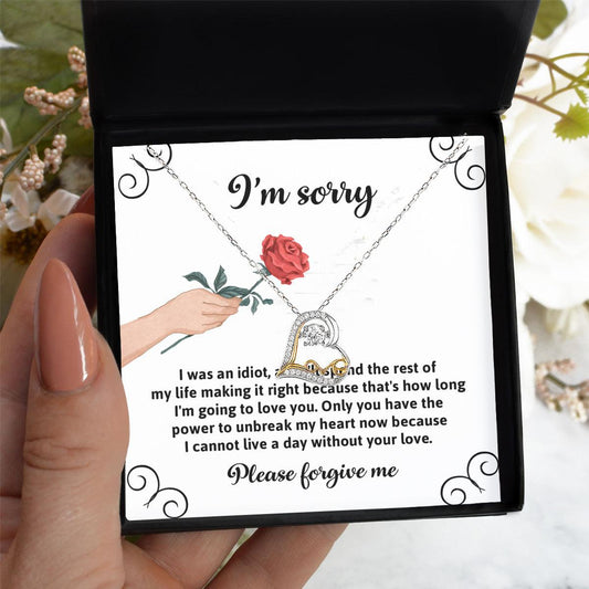 Apology Gift for Girlfriend, Wife, Soulmate - Sorry, Making It Right - Love Heart Pendant Necklace - Mallard Moon Gift Shop