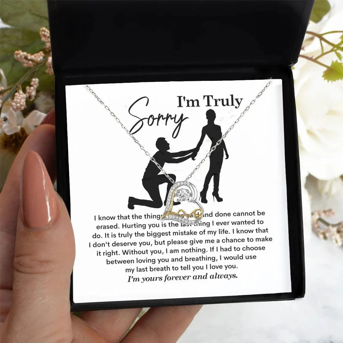 Apology Gift for Girlfriend, Wife - Sorry, My Last Breath - Love Heart Pendant Necklace