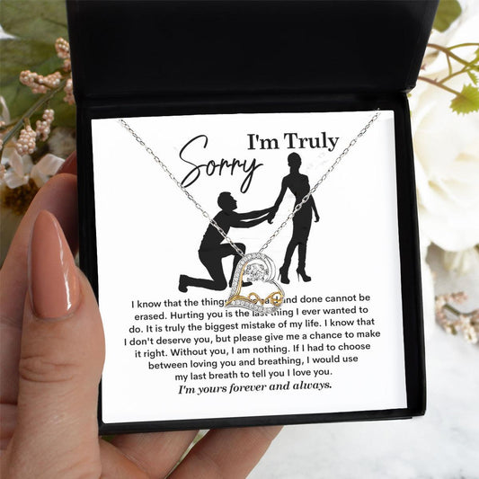 Apology Gift for Girlfriend, Wife - Sorry, My Last Breath - Love Heart Pendant Necklace - Mallard Moon Gift Shop