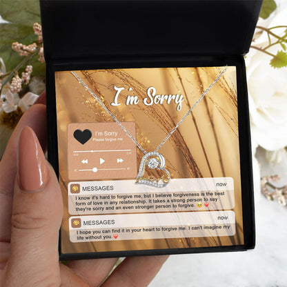Apology Gift for Girlfriend, Wife, Soulmate - Sorry, Person To Forgive - Love Heart Pendant Necklace - Mallard Moon Gift Shop