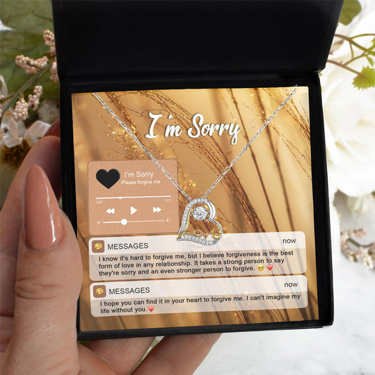 Apology Gift for Girlfriend, Wife, Soulmate - Sorry, Person To Forgive - Love Heart Pendant Necklace - Mallard Moon Gift Shop