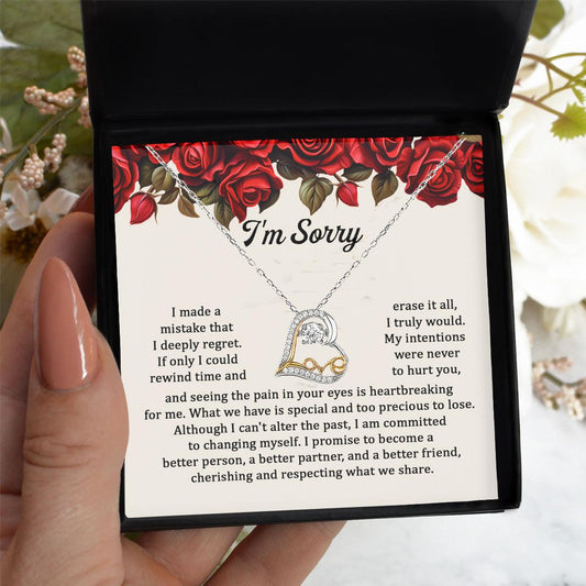 Apology Gift for Girlfriend, Wife - Sorry, Precious To Lose - Love Heart Pendant Necklace - Mallard Moon Gift Shop