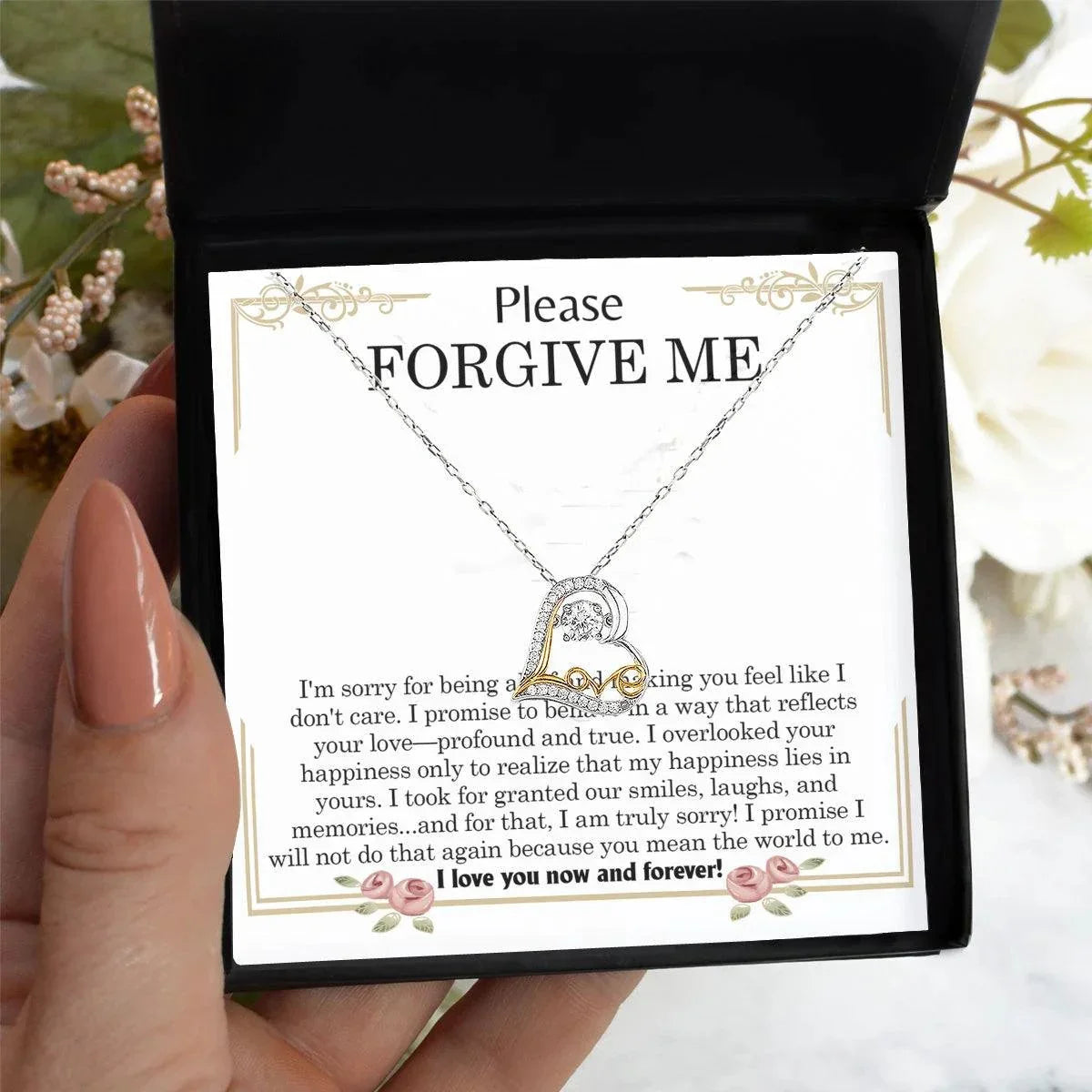 Apology Gift for Girlfriend, Wife - Sorry, Profound And True - Love Heart Pendant Necklace