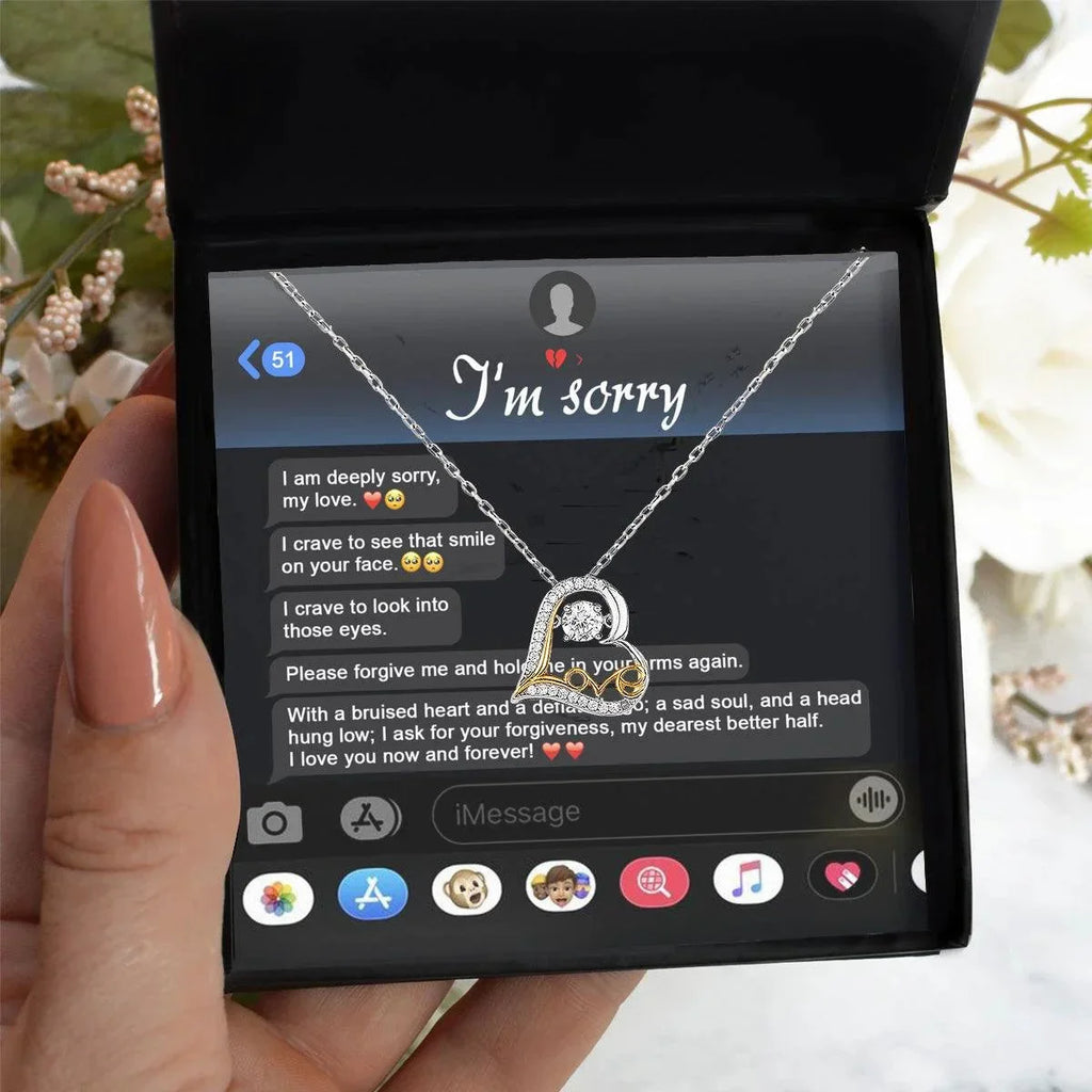 Apology Gift for Girlfriend, Wife, Soulmate - Sorry, Rebuild Our Connection - Love Heart Pendant Necklace