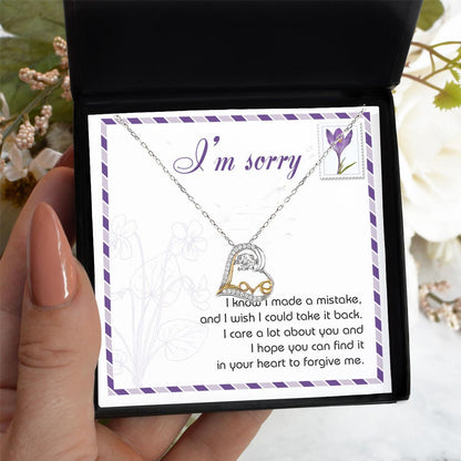 Gift for Girlfriend, Wife - Sorry, Take It Back - Love Heart Pendant Necklace - Mallard Moon Gift Shop