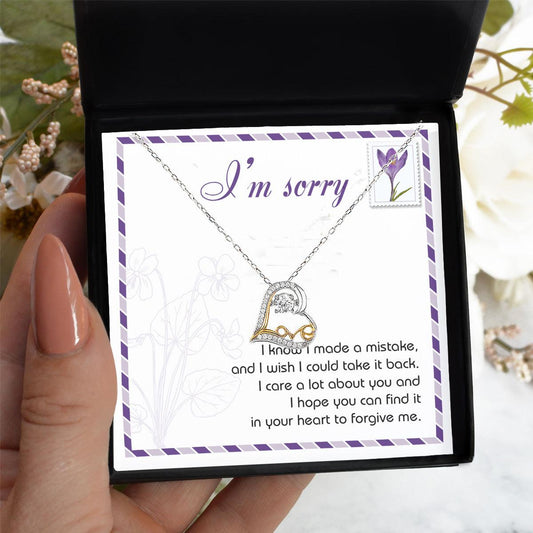 Gift for Girlfriend, Wife - Sorry, Take It Back - Love Heart Pendant Necklace - Mallard Moon Gift Shop