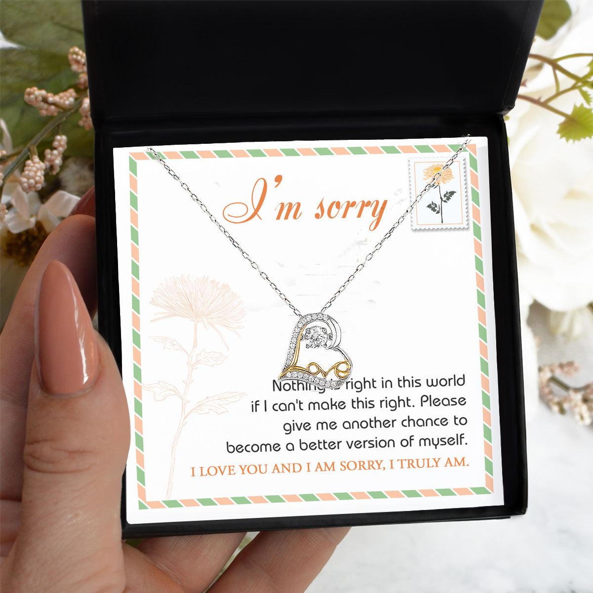 Apology Gift for Girlfriend, Wife, Soulmate - Sorry, Another Chance - Love Heart Pendant Necklace - Mallard Moon Gift Shop