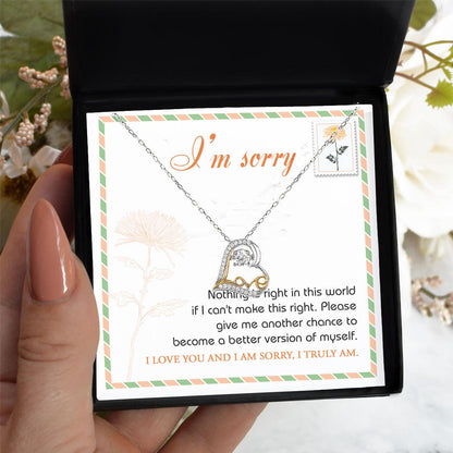 Apology Gift for Girlfriend, Wife, Soulmate - Sorry, Another Chance - Love Heart Pendant Necklace - Mallard Moon Gift Shop
