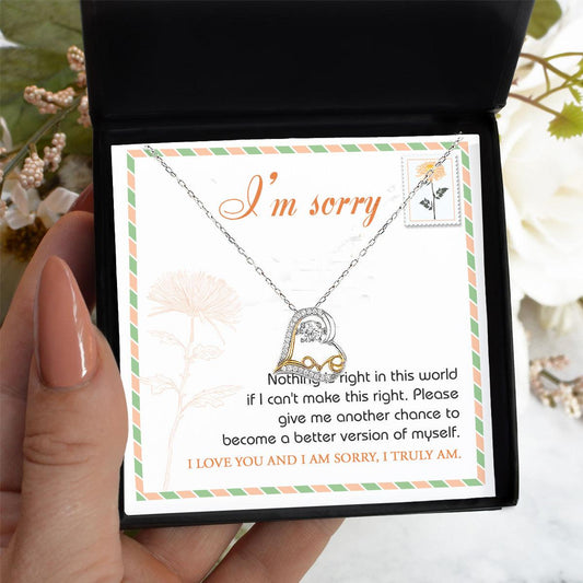 Apology Gift for Girlfriend, Wife, Soulmate - Sorry, Another Chance - Love Heart Pendant Necklace - Mallard Moon Gift Shop