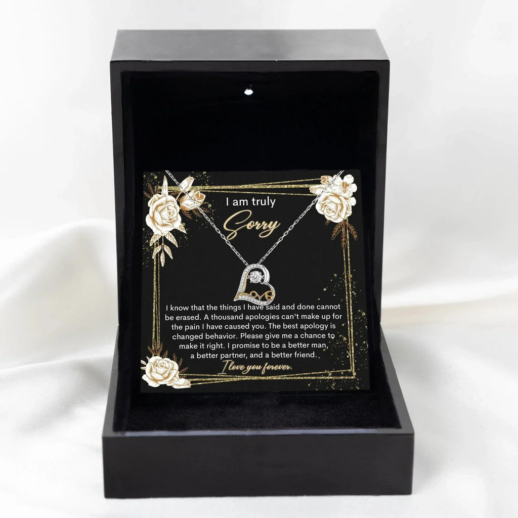 Apology Gift for Girlfriend, Wife, Soulmate - Sorry, Cannot Be Erased - Love Heart Pendant Necklace