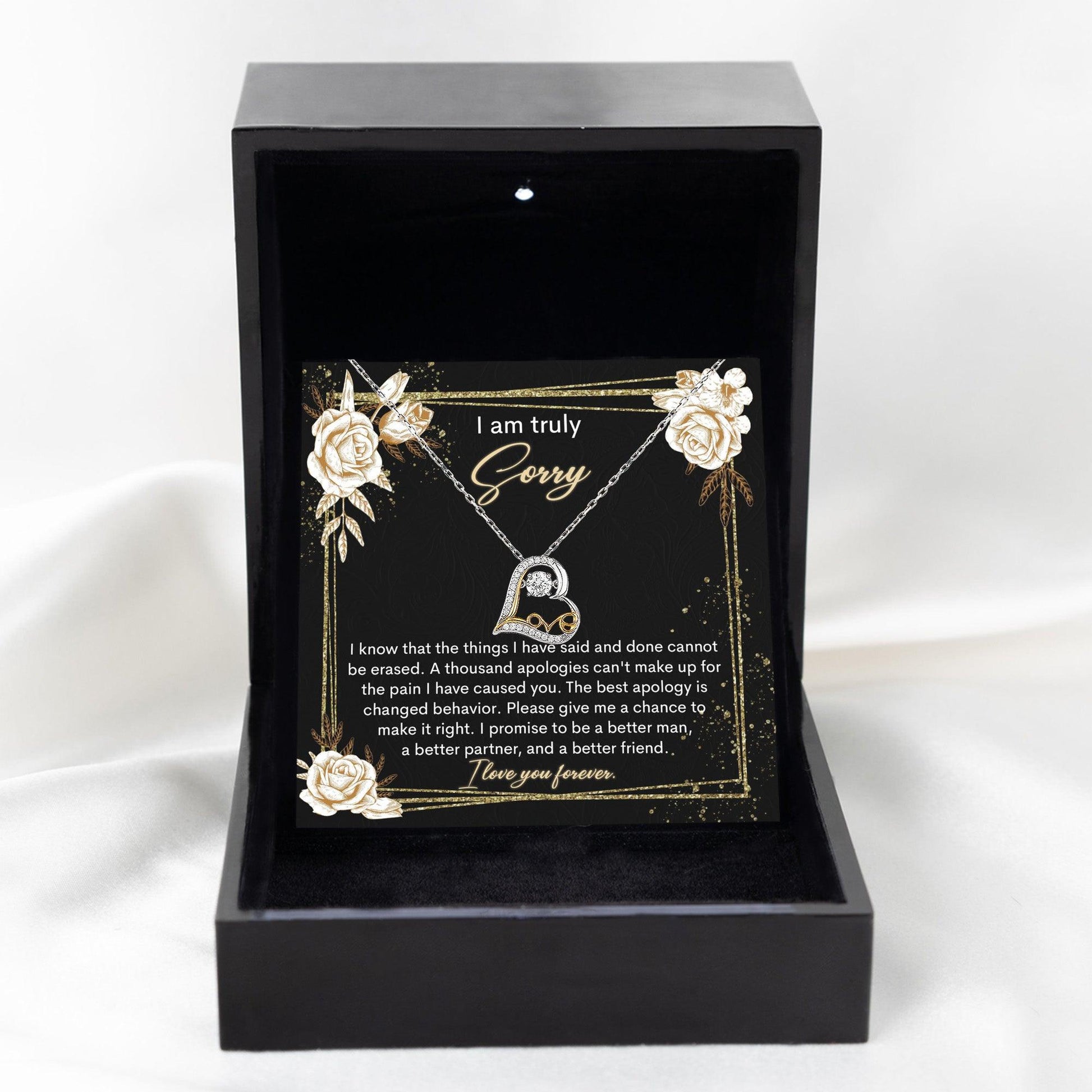Apology Gift for Girlfriend, Wife, Soulmate - Sorry, Cannot Be Erased - Love Heart Pendant Necklace - Mallard Moon Gift Shop