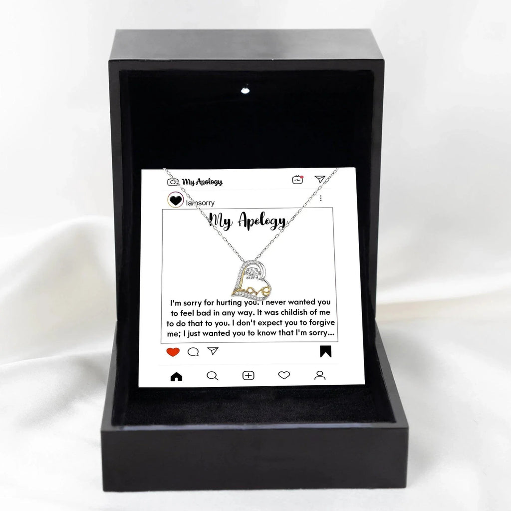 Apology Gift for Girlfriend, Wife, Soulmate - I'm Sorry for Hurting You - Love Heart Pendant Necklace