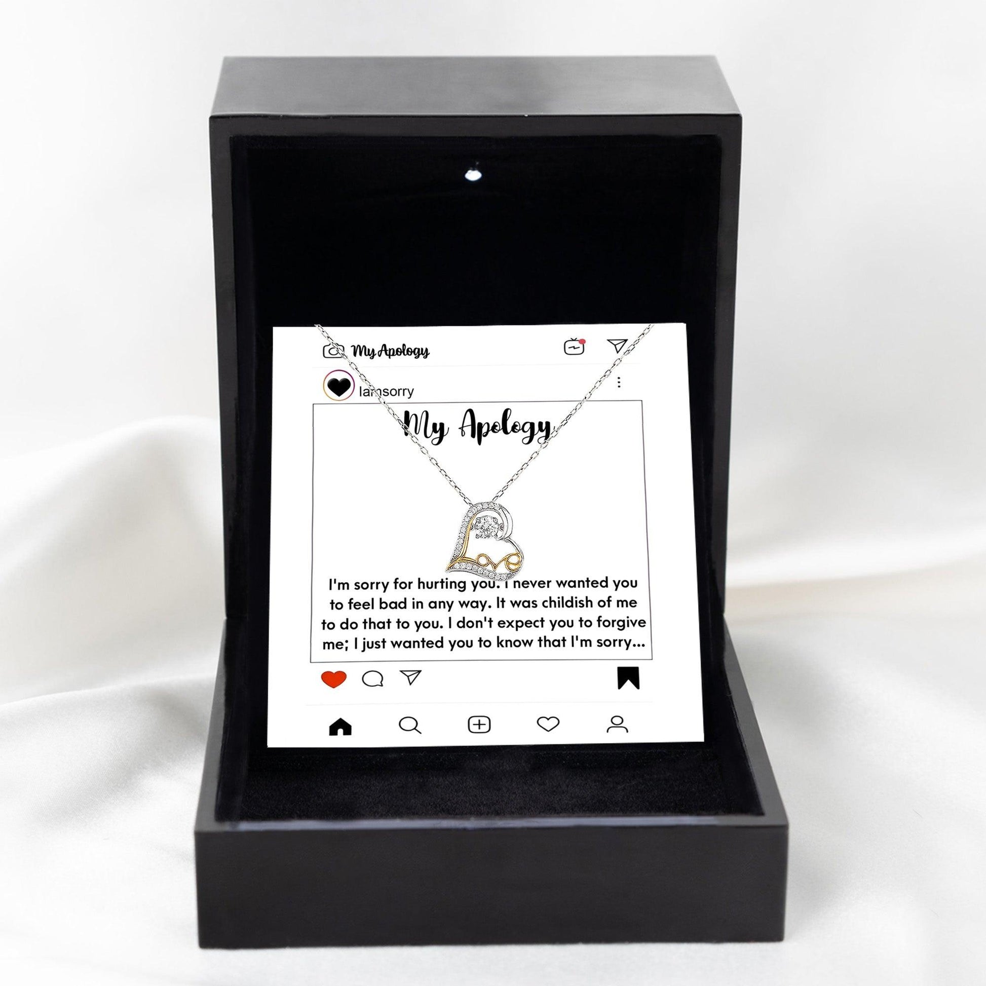 Apology Gift for Girlfriend, Wife, Soulmate - I'm Sorry for Hurting You - Love Heart Pendant Necklace - Mallard Moon Gift Shop