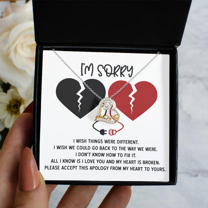 Apology Gift for Girlfriend, Wife, Soulmate - Sorry, Heart Is Broken - Love Dancing Heart Pendant Necklace - Mallard Moon Gift Shop