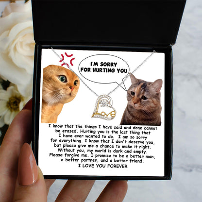 Apology Gift for Girlfriend, Wife, Soulmate - Sorry, Make It Right - Love Dancing Heart Pendant Necklace - Mallard Moon Gift Shop