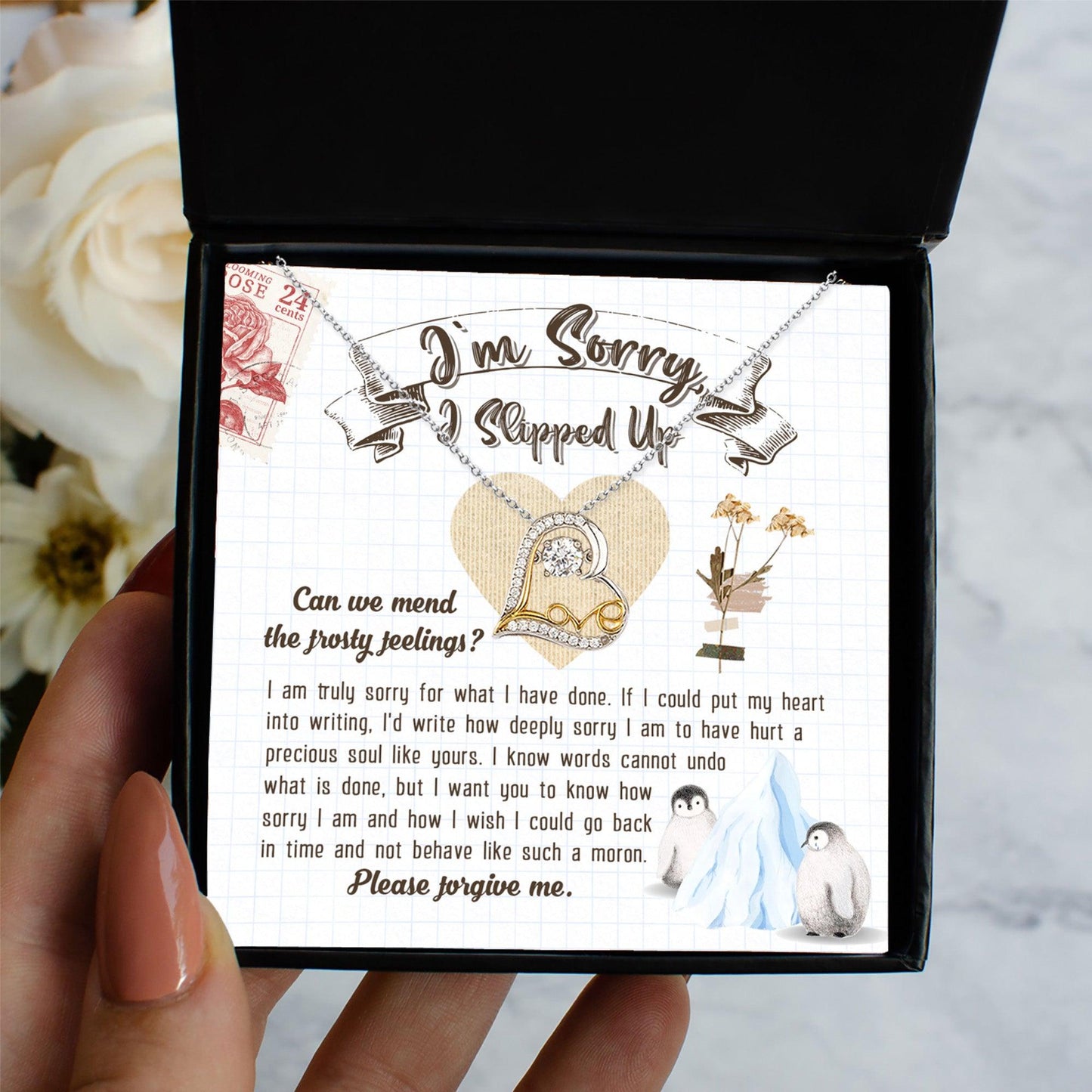 Apology Gift for Girlfriend, Wife, Soulmate - Sorry, Precious Soul - Love Dancing Heart Pendant Necklace - Mallard Moon Gift Shop