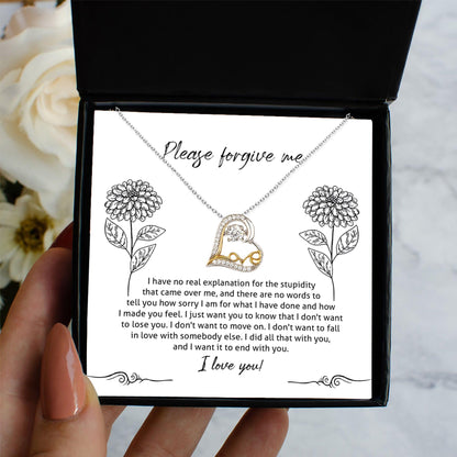 Apology Gift for Girlfriend, Wife, Soulmate - Sorry, Real Explanation - Love Dancing Heart Pendant Necklace - Mallard Moon Gift Shop