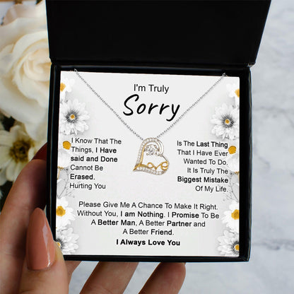 Apology Gift for Girlfriend, Wife, Soulmate - I’m Truly Sorry - Love Dancing Heart Pendant Necklace - Mallard Moon Gift Shop