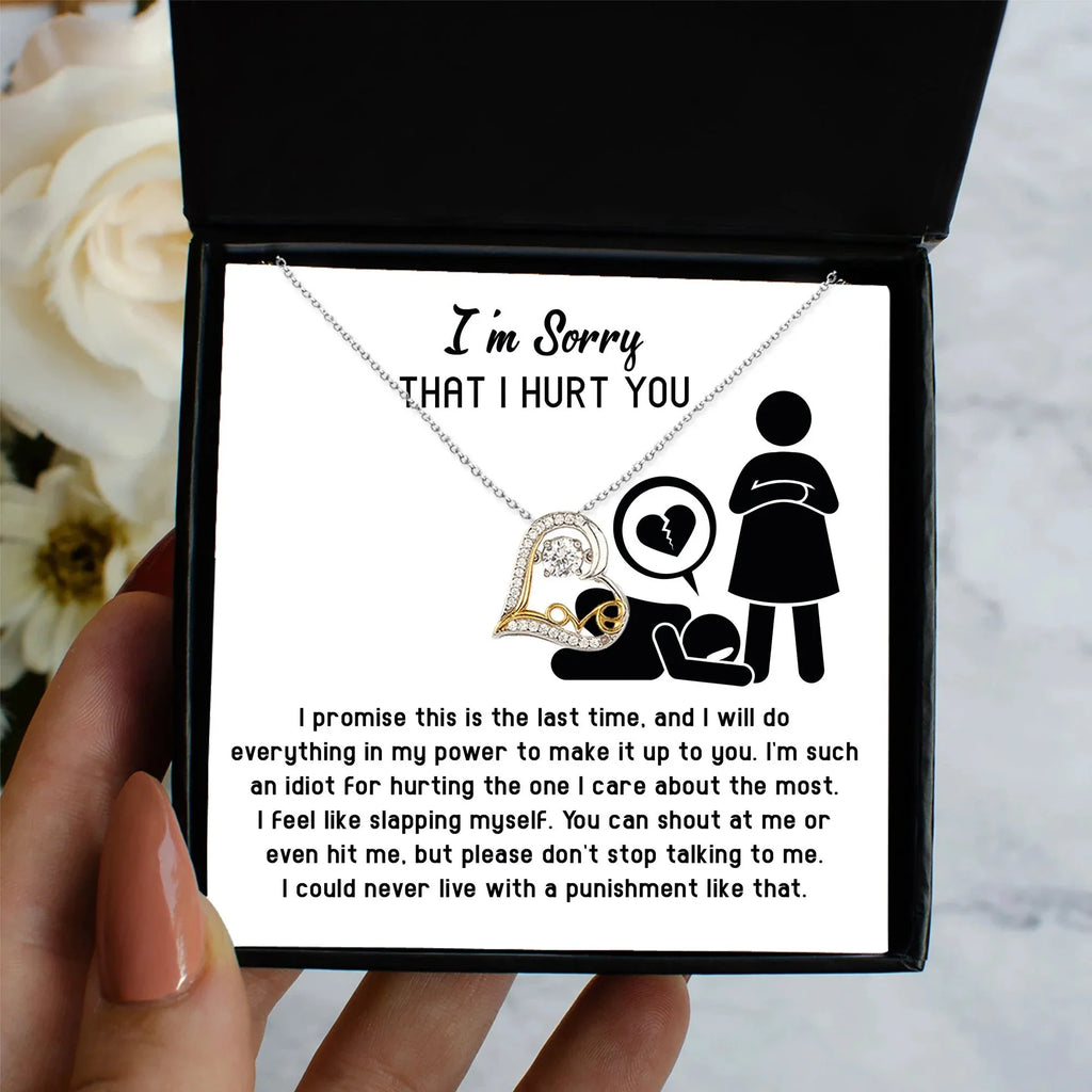 Apology Gift for Girlfriend, Wife, Soulmate - Sorry, Please Don't Stop Talking - Love Dancing Heart Pendant Necklace