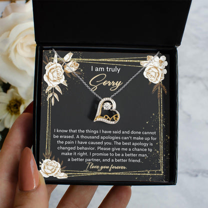Apology Gift for Girlfriend, Wife, Soulmate - Sorry, Cannot Be Erased - Love Heart Pendant Necklace - Mallard Moon Gift Shop
