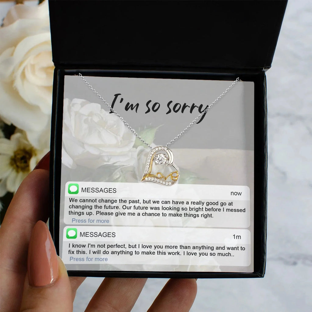 Apology Gift for Girlfriend, Wife, Soulmate - Sorry, I'm Not Perfect - Love Heart Pendant Necklace