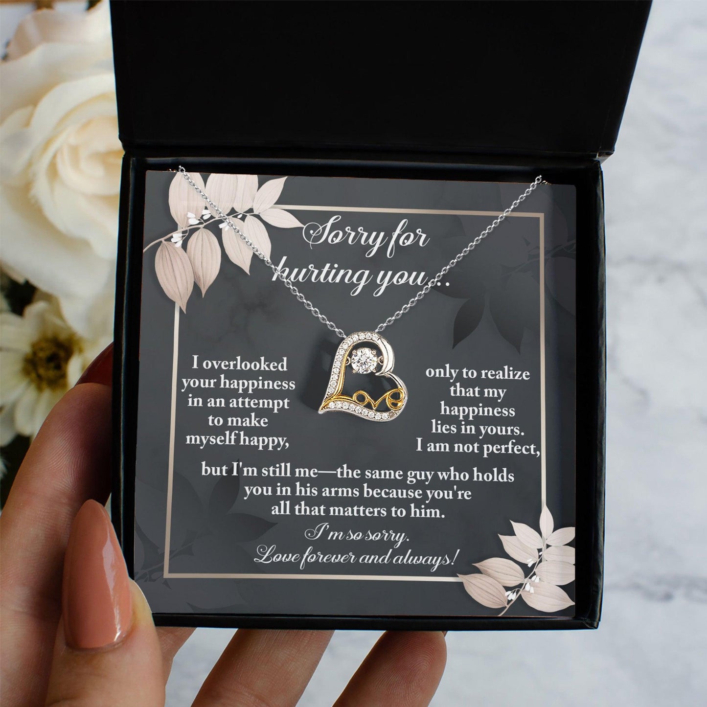 Apology Gift for Girlfriend, Wife, Soulmate - Sorry, Lies In Yours - Love Heart Pendant Necklace - Mallard Moon Gift Shop