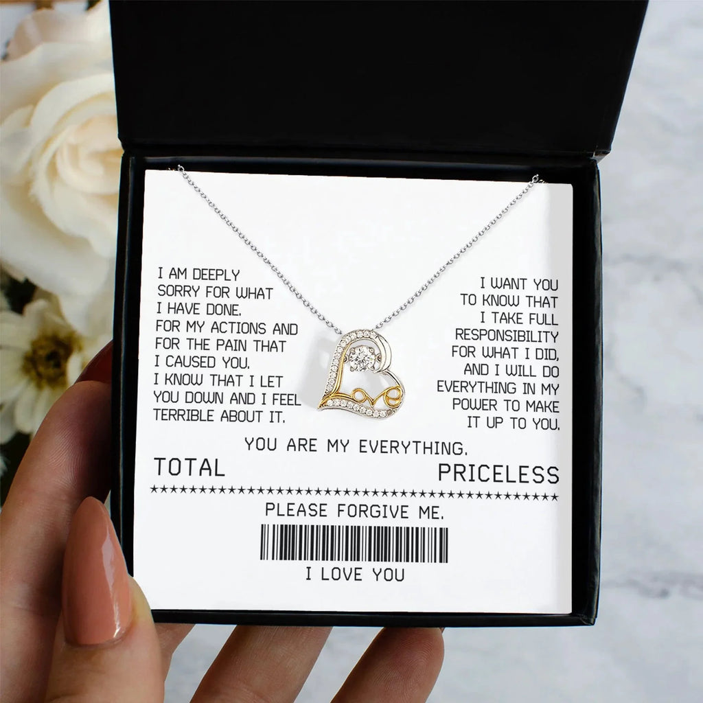 Apology Gift for Girlfriend, Wife, Soulmate - Sorry, Make It Up - Love Heart Pendant Necklace