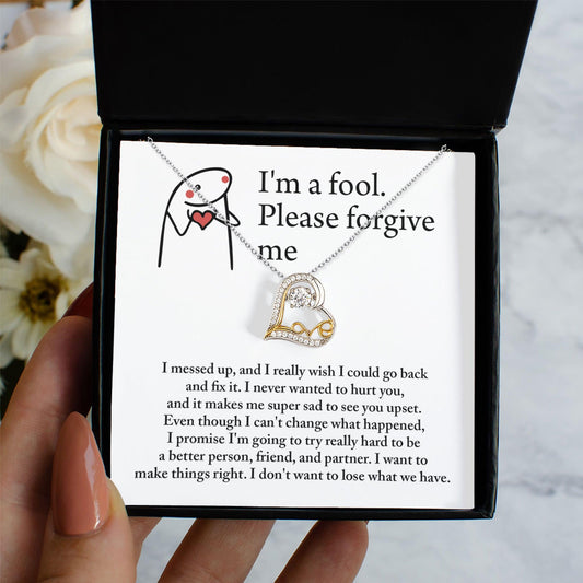 Apology Gift for Girlfriend, Wife, Soulmate - Sorry, Make Things Right - Love Heart Pendant Necklace - Mallard Moon Gift Shop