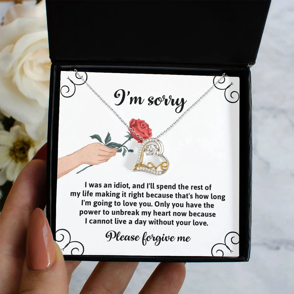 Apology Gift for Girlfriend, Wife, Soulmate - Sorry, Making It Right - Love Heart Pendant Necklace