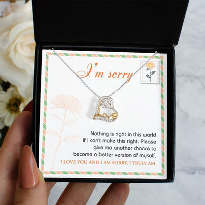 Apology Gift for Girlfriend, Wife, Soulmate - Sorry, Another Chance - Love Heart Pendant Necklace - Mallard Moon Gift Shop