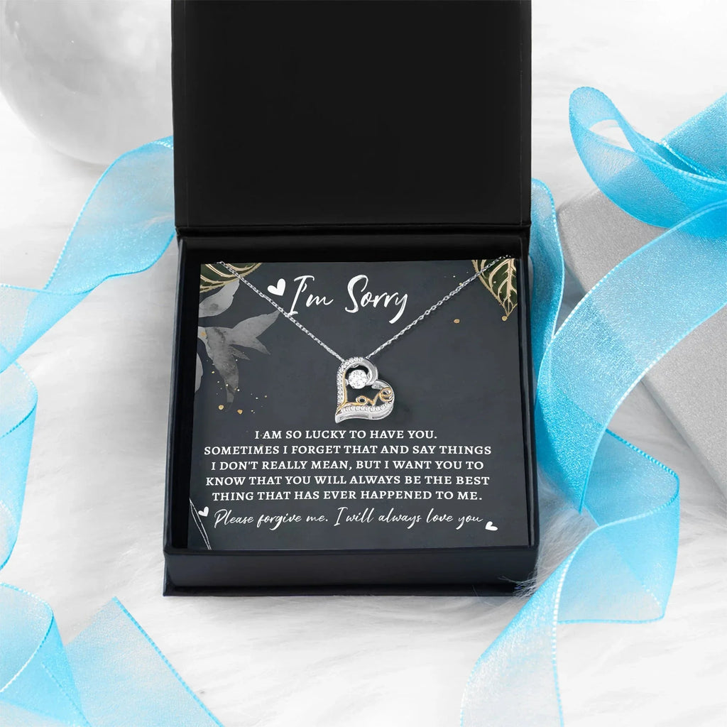 Apology Gift for Girlfriend, Wife, Soulmate - Sorry, The Best Thing - Love Dancing Heart Pendant Necklace