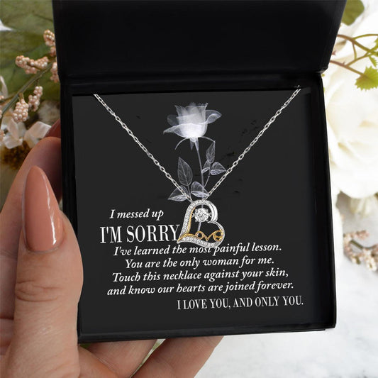 Apology Gift for Girlfriend, Wife, Soulmate - Sorry, Painful Lesson - Love Dancing Heart Pendant Necklace - Mallard Moon Gift Shop