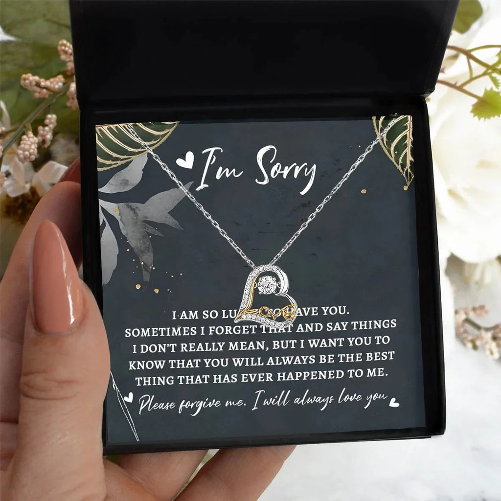 Apology Gift for Girlfriend, Wife, Soulmate - Sorry, The Best Thing - Love Dancing Heart Pendant Necklace