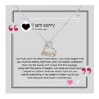 Apology Gift for Girlfriend, Wife, Soulmate - Sorry, I Care For You - Love Heart Pendant Necklace