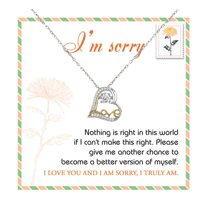 Apology Gift for Girlfriend, Wife, Soulmate - Sorry, Another Chance - Love Heart Pendant Necklace - Mallard Moon Gift Shop