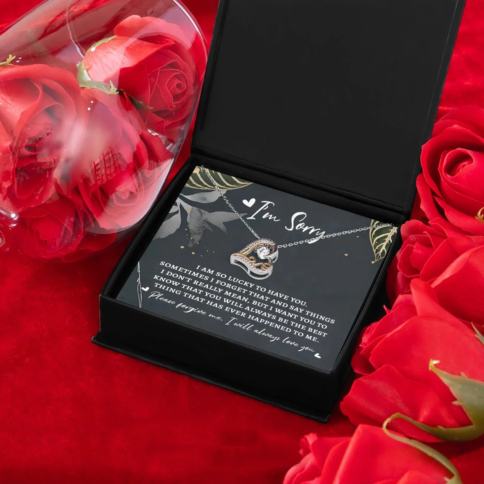 Apology Gift for Girlfriend, Wife, Soulmate - Sorry, The Best Thing - Love Dancing Heart Pendant Necklace