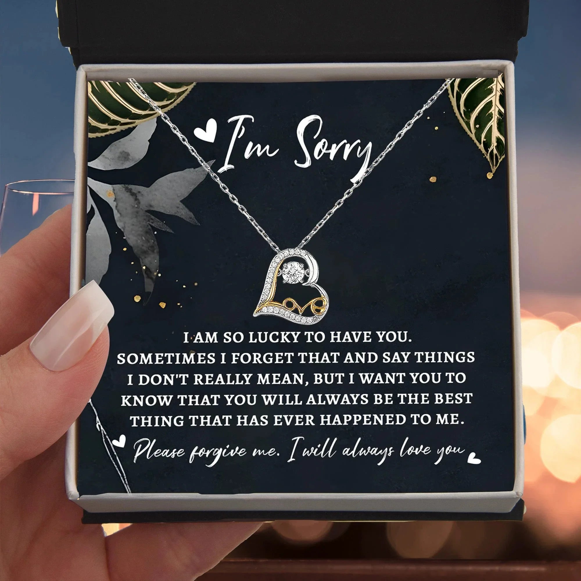 Apology Gift for Girlfriend, Wife, Soulmate - Sorry, The Best Thing - Love Dancing Heart Pendant Necklace