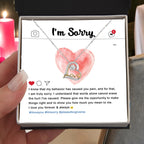 Apology Gift for Girlfriend, Wife, Soulmate - Sorry, Cannot Erase - Love Dancing Heart Pendant Necklace