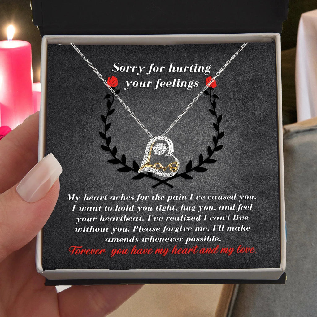 Apology Gift for Girlfriend, Wife, Soulmate - Sorry, Make Amends - Love Dancing Heart Pendant Necklace