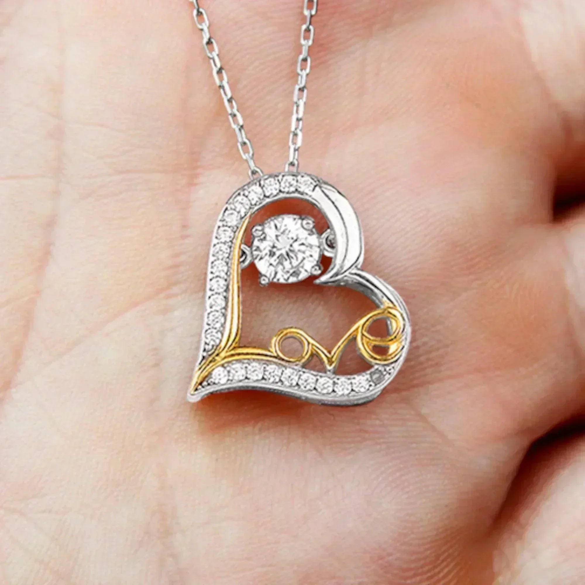 Apology Gift for Girlfriend, Wife, Soulmate - Sorry, Never Give Up - Love Dancing Heart Pendant Necklace
