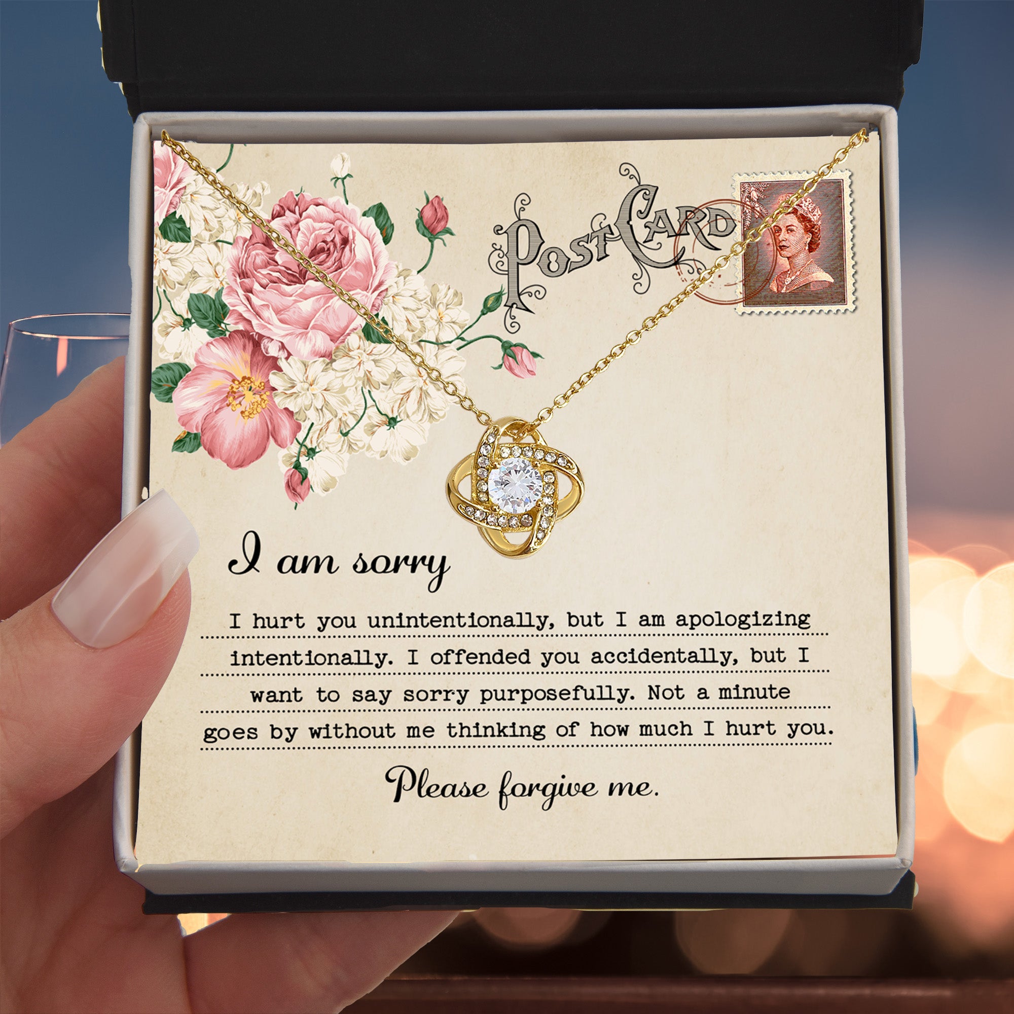 Forgive Me Gift - Sorry I Hurt You, I am Apologizing Intentionally - Love Knot Pendant Necklace - Mallard Moon
