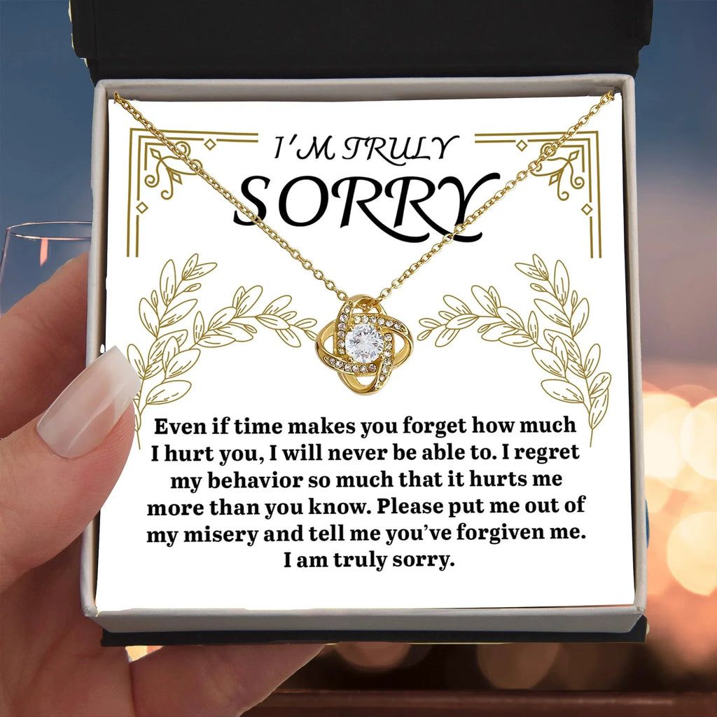 Apology Gift for Girlfriend, Wife, Soulmate - Sorry, It Hurts Me - Love Knot Pendant Necklace