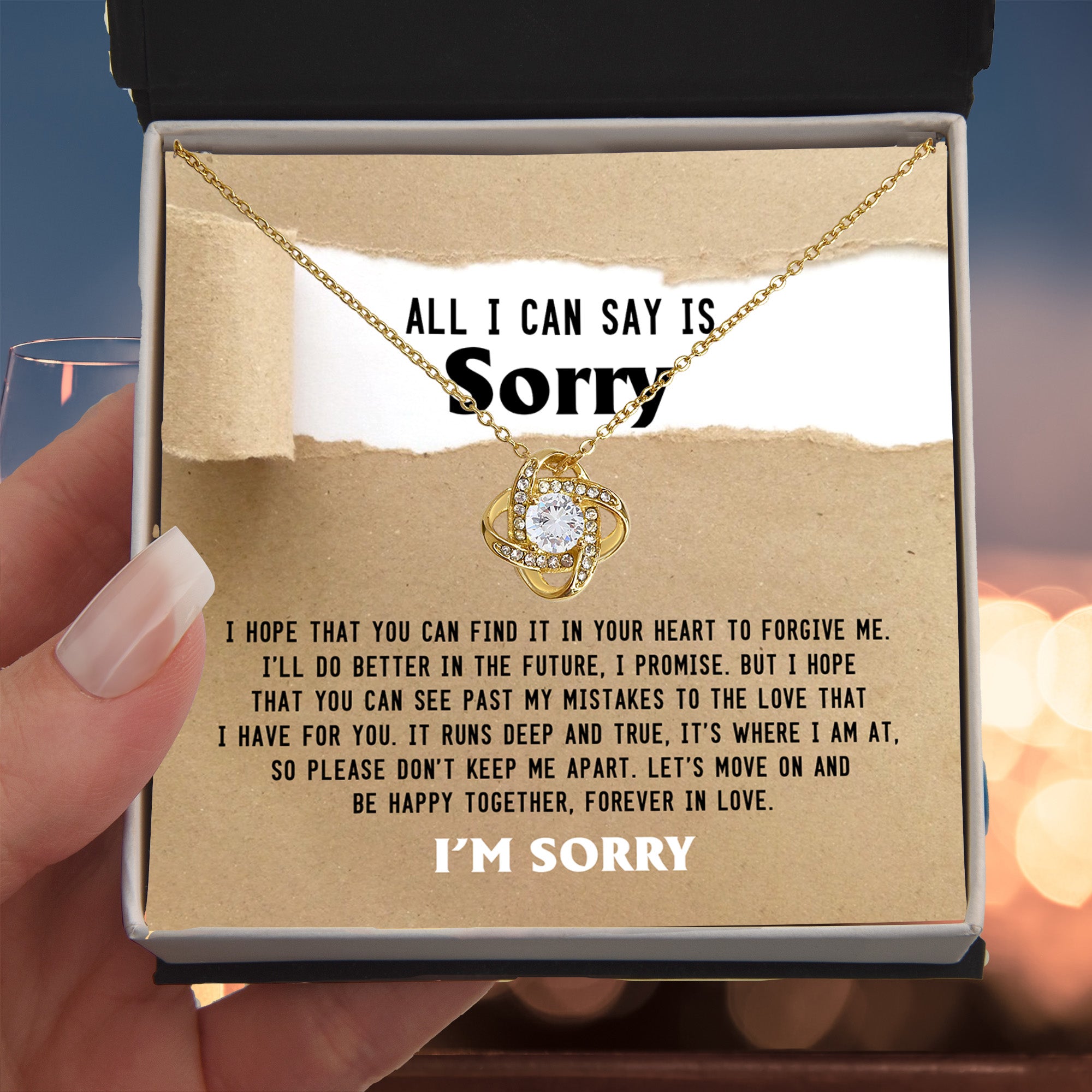 Apology Gift for Girlfriend, Wife, Soulmate - Sorry, Don't Keep Me Apart - Love Knot Pendant Necklace - Mallard Moon