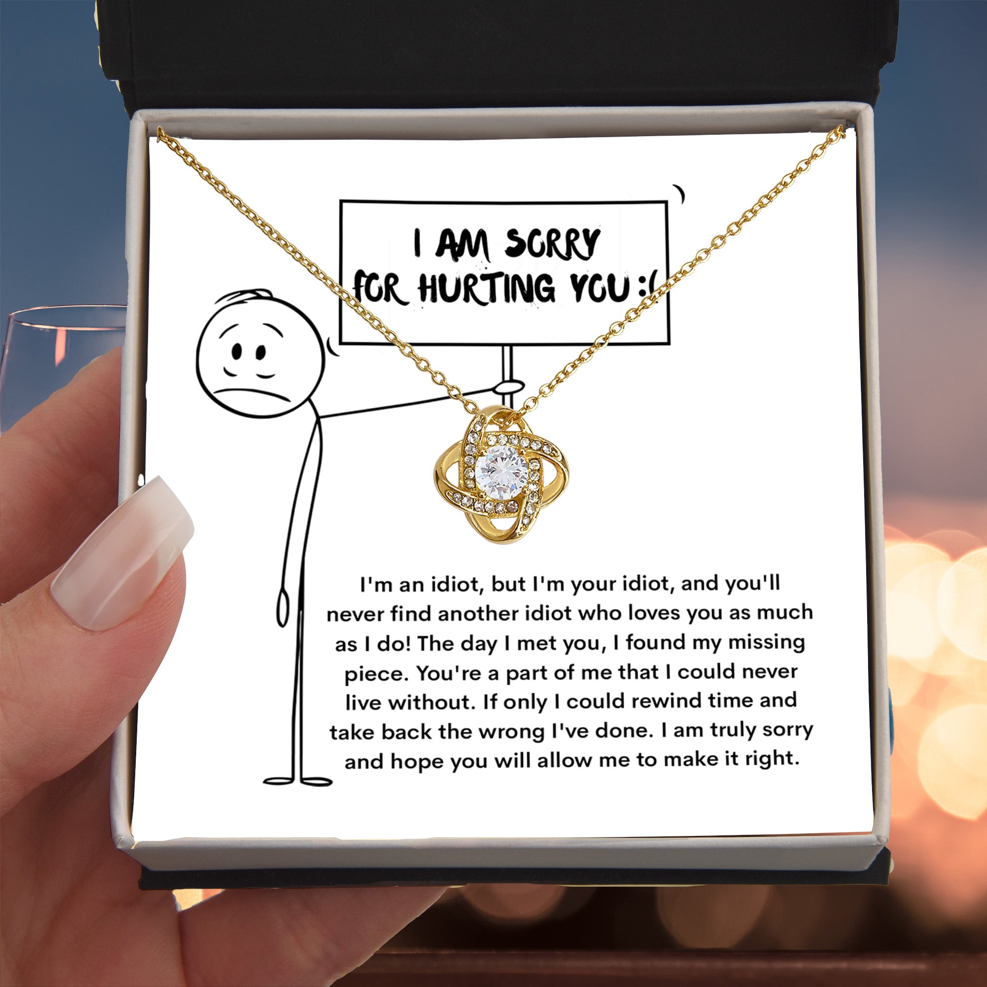 Apology Gift for Girlfriend, Wife, Soulmate - Sorry, Missing Piece - Love Knot Pendant Necklace - Mallard Moon